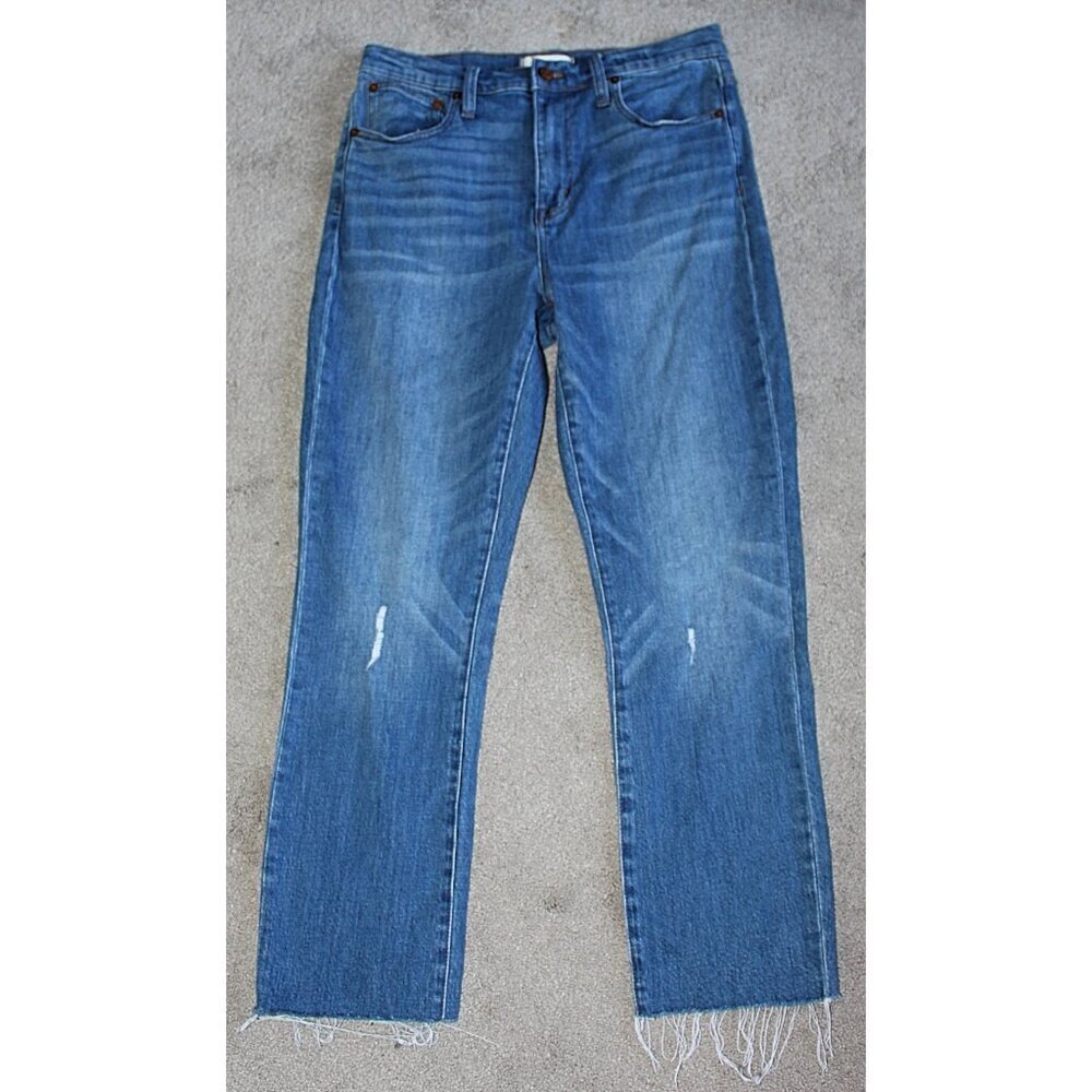Madewell - High Rise, Slim Crop Boy Jean - Raw Hem Edition in Medium Wash, 27 - Picture 3 of 10